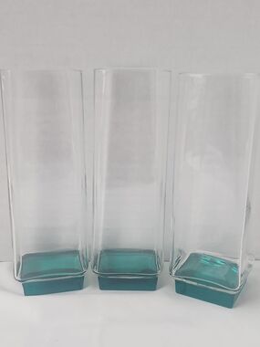 Set of 3 Luigi Bormioli VAN GOGH Crystal Aqua Highball Glasses 1970's Vintage
